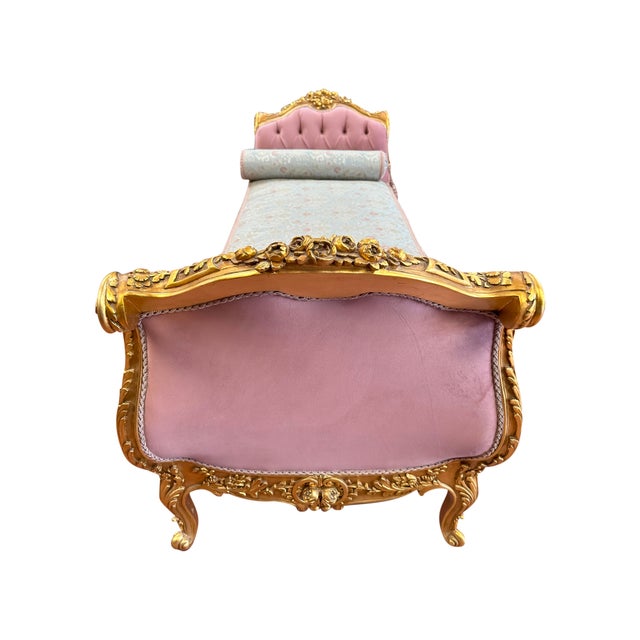 2020s French Louis XV Style Settee With Ornate Hand Carvings and Tufted Seat For Sale - Image 5 of 9