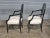 Late 20th Century Pair of Karges Hepplewhite Plum Arm Chairs Ebonized, Carved Hand Painted Leather Fabric For Sale - Image 14 of 14