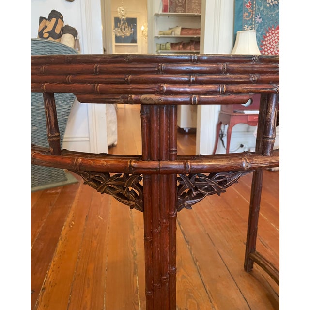 Traditional Late 19th Century Bamboo Form Demi Lune Console Table For Sale - Image 3 of 6