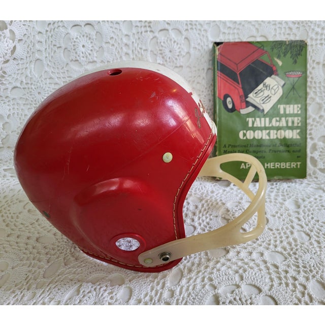 Midcentury Red & White Football Helmet by Jc Higgins of Sears Roebuck For Sale - Image 11 of 11