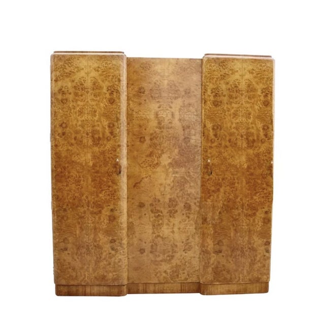 English Art Deco Blonde Walnut Wardrobe, 1930 For Sale - Image 14 of 14