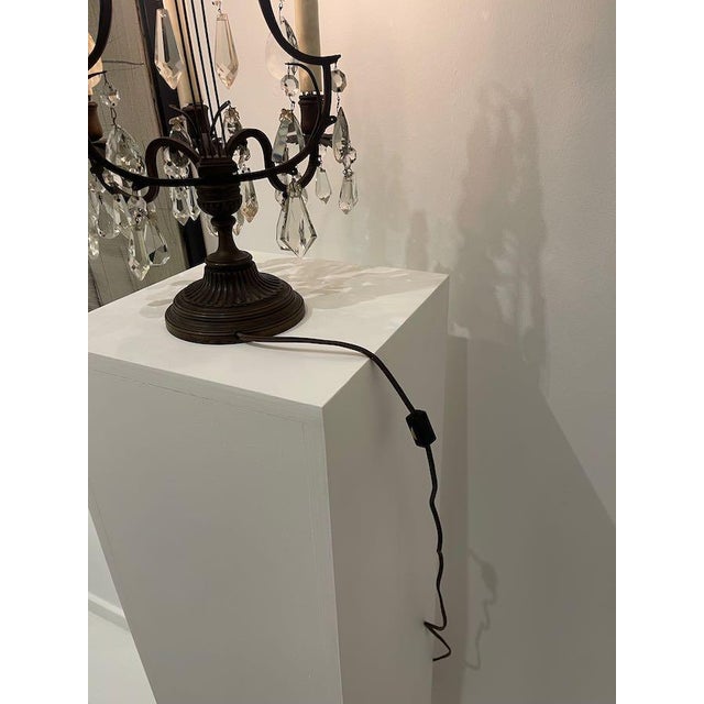 1940s Crystal Girandole Table Lamps, Bronze Finish, Made by Boler Accent Lighting - A Pair For Sale - Image 14 of 17