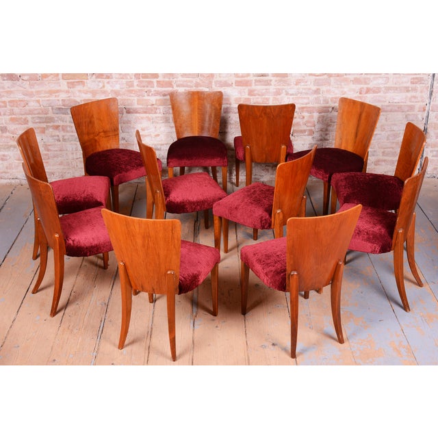 Vintage Art Deco Chairs in Walnut by J. Halabala for Up Závody, 1940s, Set of 6 For Sale - Image 10 of 11