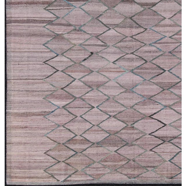 Traditional Modern Kilim Rug by Keivan Woven Arts, Wool, Diamond Pattern 8'10 X 11'7 For Sale - Image 3 of 13