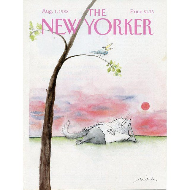 Original early New Yorker magazine cover dated August 1, 1988 featuring a Mozart Cat theme. Based on an illustration by...