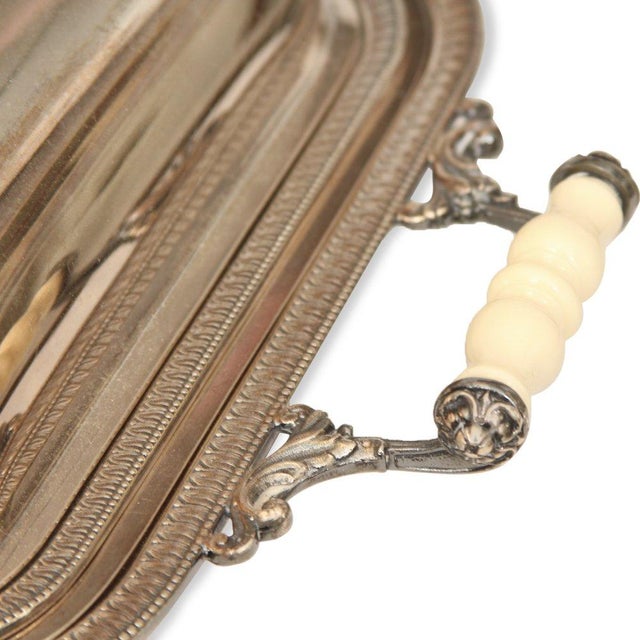 1930s Antique Silver Plated Chafing Dish For Sale - Image 5 of 5