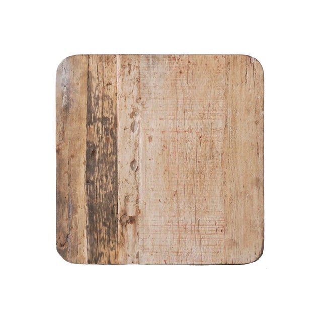 Rustic European Matthew Izxo Home Textures Iron and Reclaimed Wood Side Table For Sale - Image 3 of 4