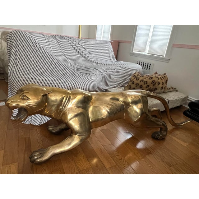 Brass 1960 Mid Century Modern Japanese Life Size Brass Panther For Sale - Image 8 of 8