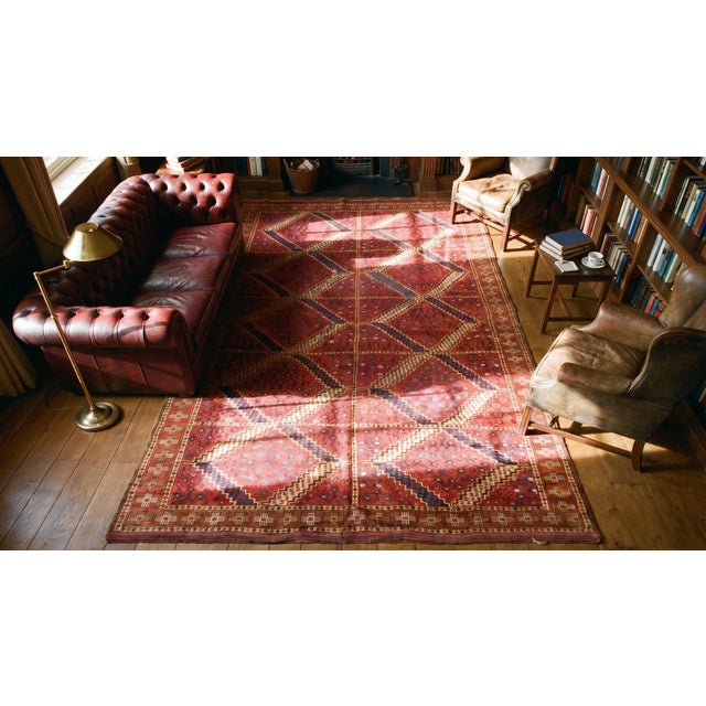 1900s Red Diamond Tribal Antique Central Asian Ersari Rug 5'10" X 11'10" Handknotted Wool Carpet For Sale In New York - Image 6 of 7