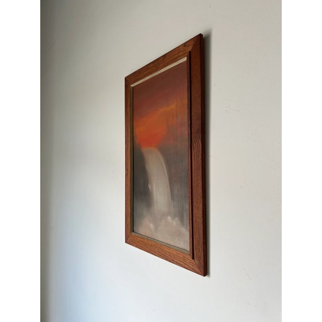 Mid-Century Modern 70's Vintage Stevens Waterfall Landscape Oil Painting, Framed/ Sold For Sale - Image 3 of 13