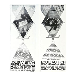 1930 Rare Set of 2 Original French Art Deco Advertisement Prints-Louis Vuitton Travel Products For Sale