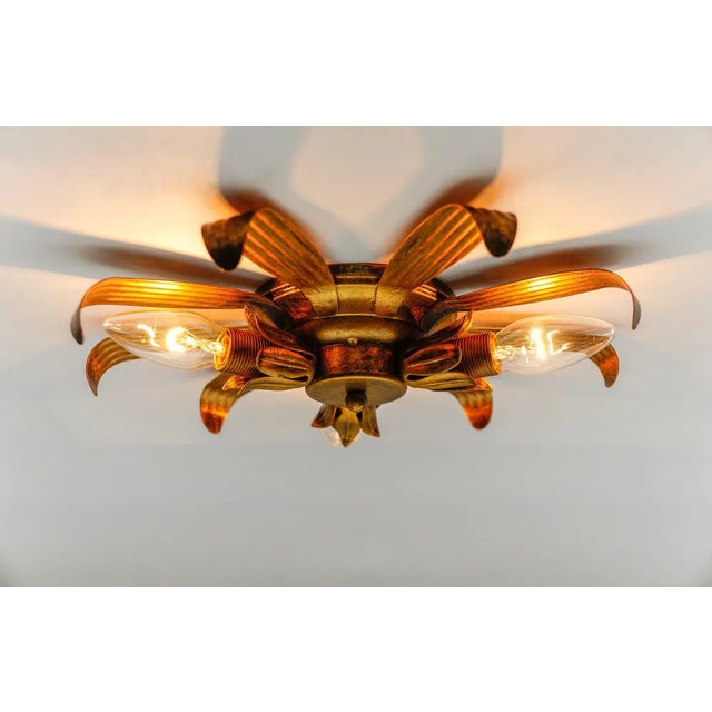 1960s Mid-Century Modern 3-Light Sunburst Ceiling Lamp, Italy, 1960s For Sale - Image 5 of 9