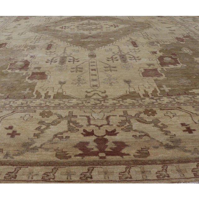 Shabby Chic Indian Floral Medallion Oushak Area Rug by Keivan Woven Arts For Sale - Image 3 of 11