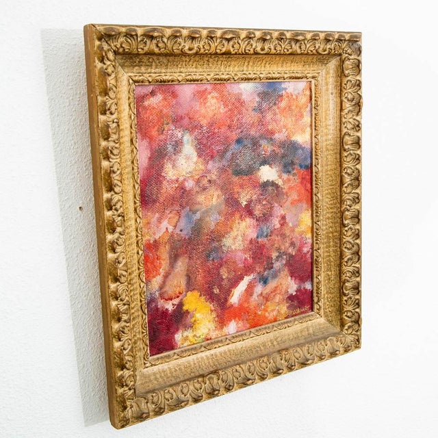 1970s B. Lockhart Mid Century Modern Painting Original Art Abstract Expressionism Floral Flowers For Sale - Image 12 of 12