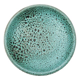 Round Green Studio Ceramic Plate by Wilhelm & Elly Kuch, Germany, 1960s For Sale