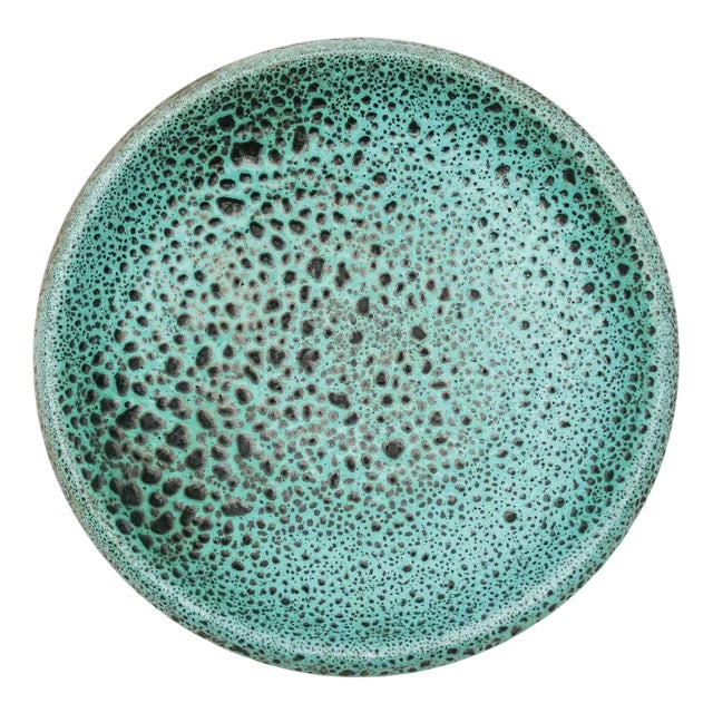Round Green Studio Ceramic Plate by Wilhelm & Elly Kuch, Germany, 1960s For Sale