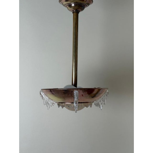 Copper Art Deco French Ice Glasss and Icicles Chandelier by Ezan, 1930s For Sale - Image 8 of 15