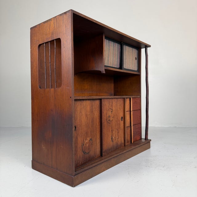 Brown Small Japanese Asymmetrical Storage Cabinet, 1920s For Sale - Image 8 of 18