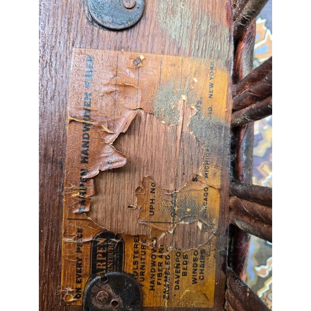 Early 20th Century Rare Signed Karpen Furniture Arts & Crafts Woven Reed Desk & Chair For Sale - Image 13 of 14