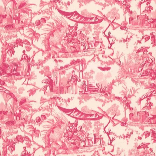 Sample- Schumacher Pavillon Chinois Fabric in Peony For Sale