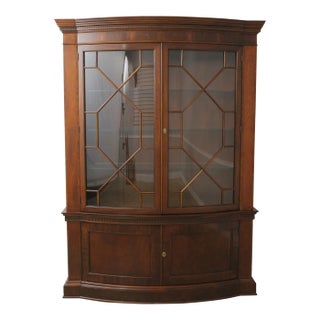 Baker Large Mahogany Bow Glass China Cabinet For Sale