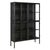 Gunmetal blackened finish iron display storage cabinet. Clear glass panels on doors, sides with solid back. Three iron...