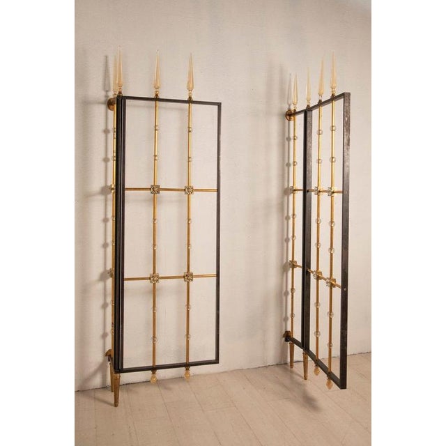 1940s Vintage French Gate in Brass and Glass, 1940s For Sale - Image 5 of 18