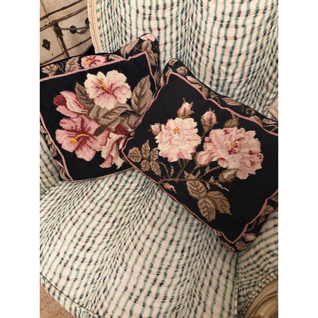 Shabby Chic Set of Two Vintage Needlepoint Pillows For Sale - Image 3 of 7