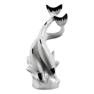 Vintage Porcelain Dolphins Sculpture by Limoges, France, 1970s For Sale