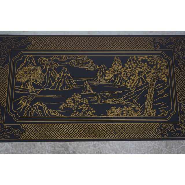 Chinese Black & Gold Decorated Console Table For Sale - Image 12 of 14