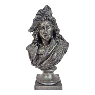 French 19th C Silver Plated Bronze Bust of Rembrandt by Carrier-Belleuse For Sale