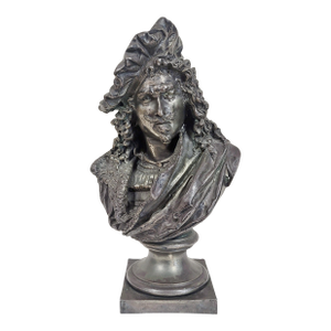 French 19th C Silver Plated Bronze Bust of Rembrandt by Carrier-Belleuse
