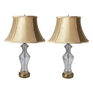 A Pair of Water Clear Crystal Table Lamps Hollywood Regency For Sale