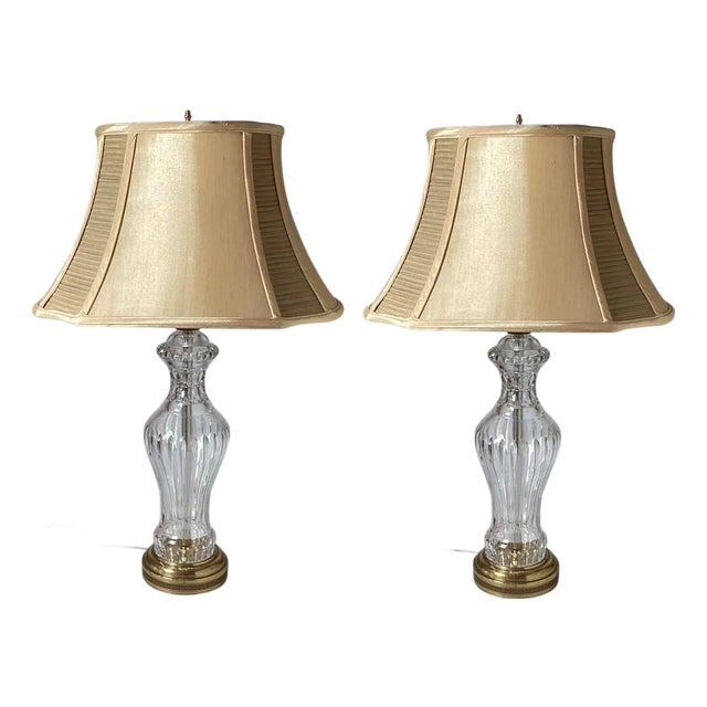 A Pair of Water Clear Crystal Table Lamps Hollywood Regency For Sale