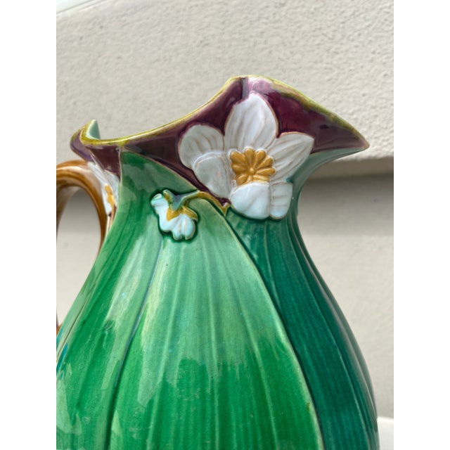Late 19th Century 19th Century Victorian Majolica Minton Lily Pitcher For Sale - Image 5 of 10