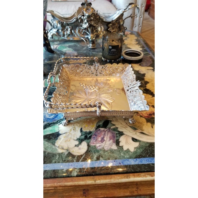 Antique Silver Plated Grape Themed Basket For Sale In San Antonio - Image 6 of 11