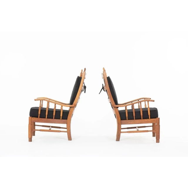 Mid-Century Modern Vintage Armchairs in Oak and Terry Fabric, 1950s, Set of 2 For Sale - Image 3 of 14
