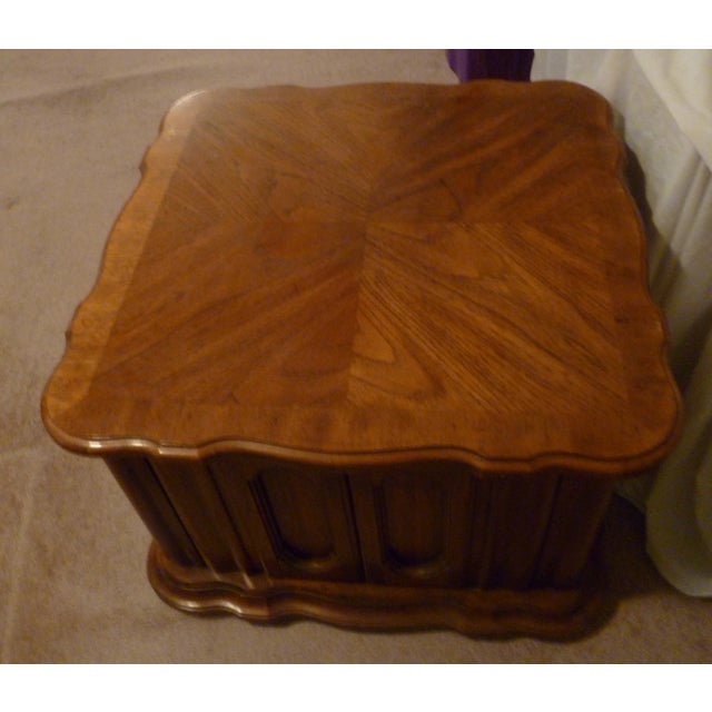 Vintage Side Table Storage See Lighter Tavern Game Mid-Century Modern Drum Side Nightstand Tommy Bahama Style Island Look Storage For Sale - Image 11 of 11