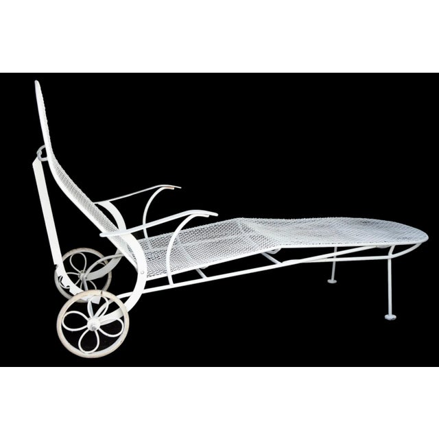 Russell Woodard Attributed MCM Russell Woodard Iron Chaise Lounge For Sale - Image 4 of 8