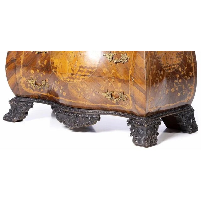 Important german stationery 18th century plated in fruit wood with inlays representing gallant scenes and floral motifs....