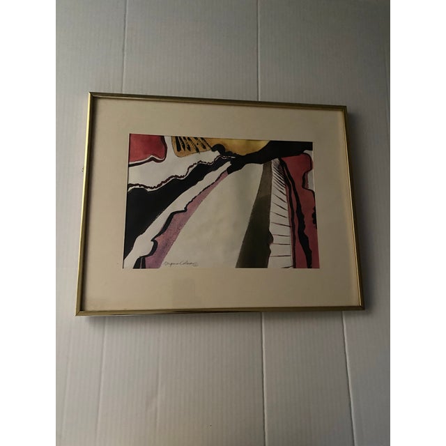 Abstract 1980s Virginia Colman. Abstract Water Colour Painting Artwork With Bold Colors and Dynamic Lines, Signed For Sale - Image 3 of 12