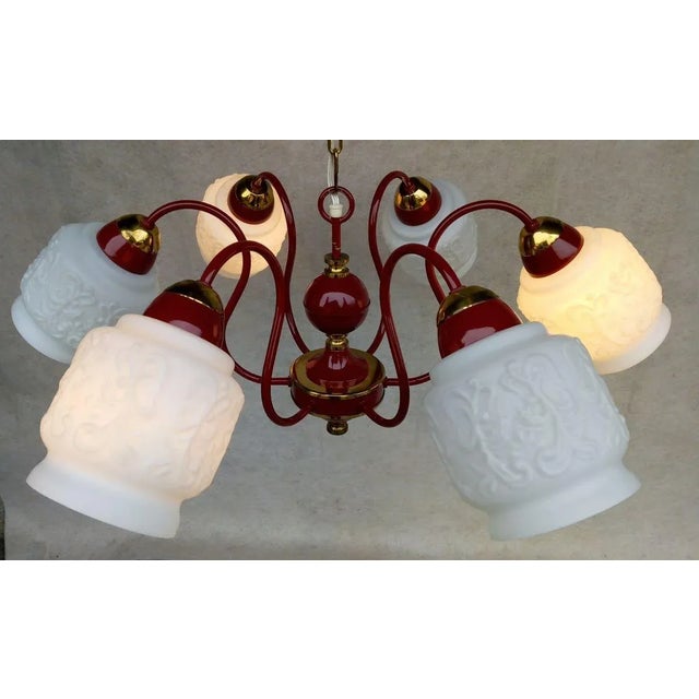 Material: metal, opal glass. very nice, preserved, authentic retro vintage luster drukov. Burgundy color holder with gold...