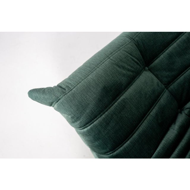 Togo Lounge Chair and Pouf in Dark Mint Velvet by Michel Ducaroy for Ligne Roset, 1973, Set of 2 For Sale - Image 16 of 18