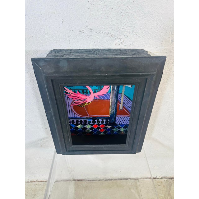 2000 - 2009 Folk Art Paper Mache Painting in Box For Sale - Image 5 of 6