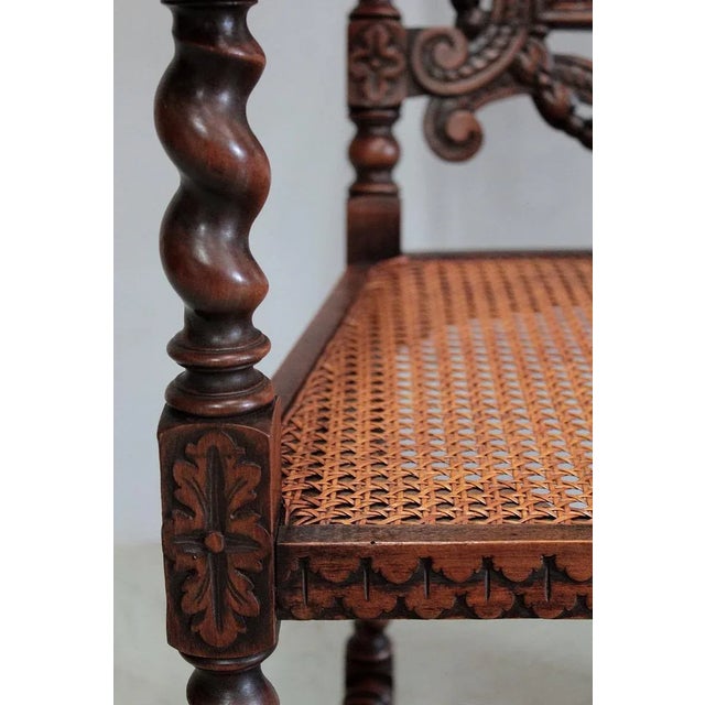 Brown Large Vintage Louis XIII Style Beech Armchair For Sale - Image 8 of 14