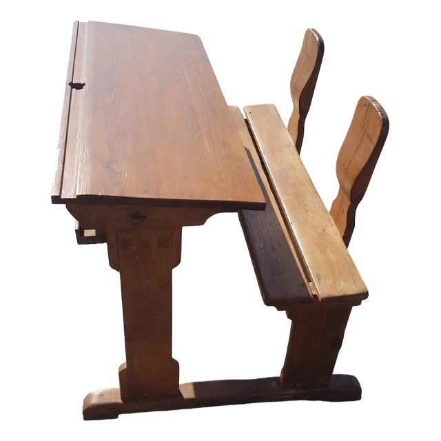 Antique Scandinavian Wooden School Bench For Sale