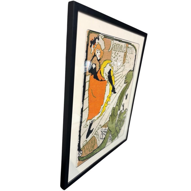Vintage French, Belle Epoque, Moulin Rouge Needlepoint (Jane Avril) For Sale - Image 6 of 7