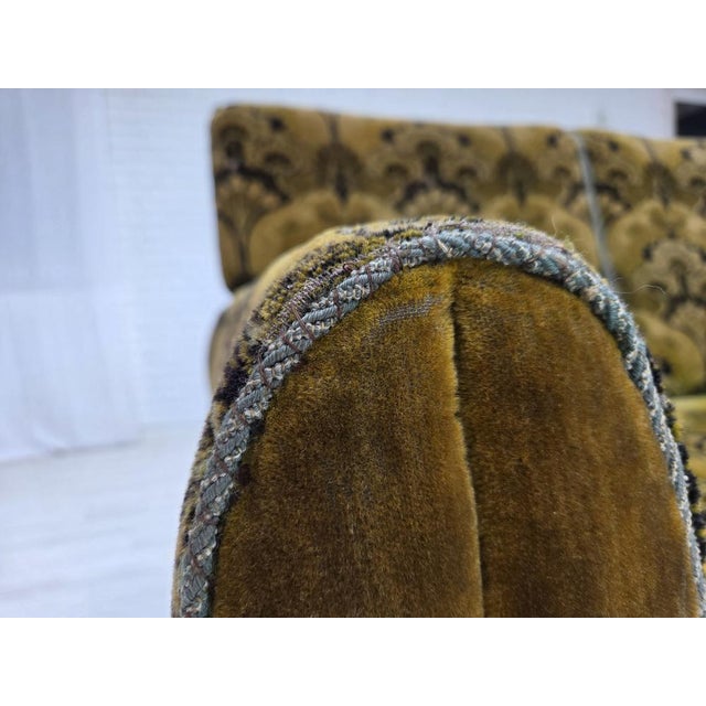 Vintage Danish Two-Seater Drop Arm Sofa in Green Furniture Velour, 1930s For Sale - Image 10 of 18