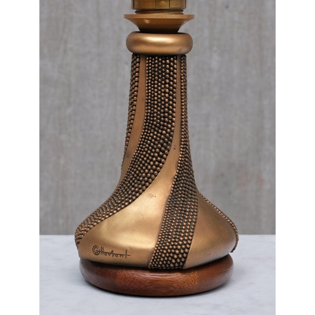 Bronze Table Lamp with Beaded Texture by Giovanni Ottaviani, Italy, 1960s For Sale - Image 6 of 11