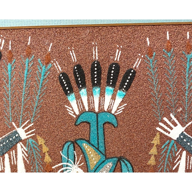 Native American 1990s Rosabelle Ben Navajo Sand Painting Diné Native American Art Shiprock, New Mexico For Sale - Image 3 of 11